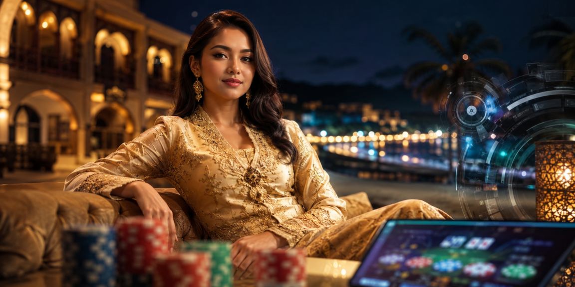 Pemain wanita berbaju kebaya di Langkawi menikmati permainan roulette kasino dalam talian s1000rr